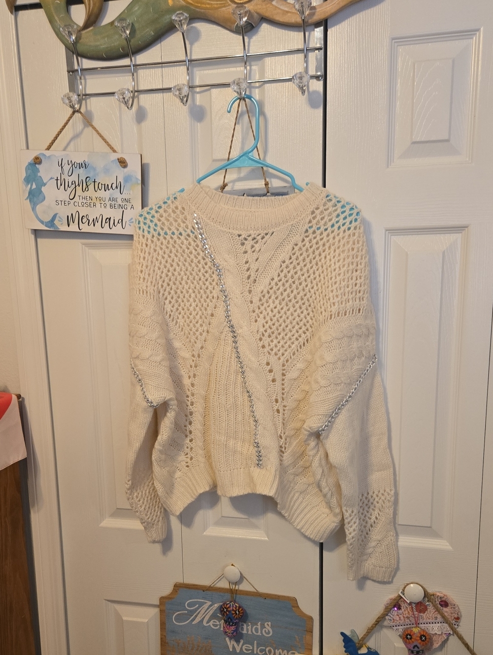 BB Dakota by Steve Madden Cream Open Knit Cable Sweater